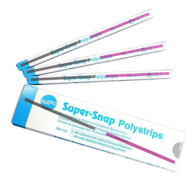 Shofu Dental L525 Super-Snap Polystrips Coarse / Medium Black/Violet 100/Bx Shofu Dental L525 Super-Snap Polystrips Coarse / Medium Black/Violet 100/Bx